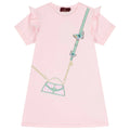 Aigner Baby Girls Pink Cotton Jersey Dress with Crossbody Bag Print