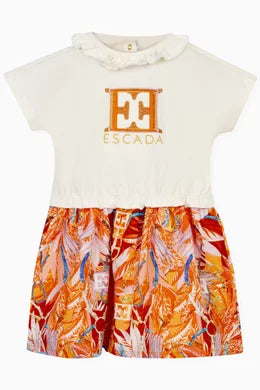 Escada Printed Logo Dress in Cotton-batiste