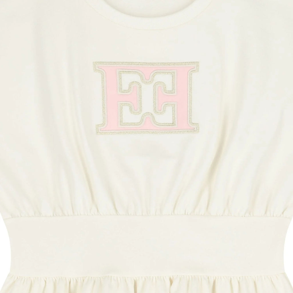 Escada Girls Ivory Logo Dress
