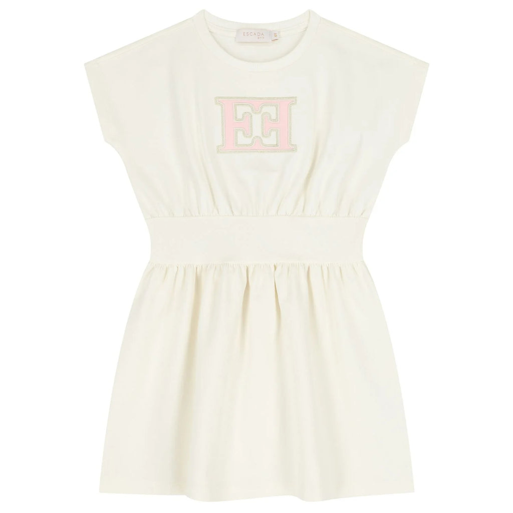 Escada Girls Ivory Logo Dress