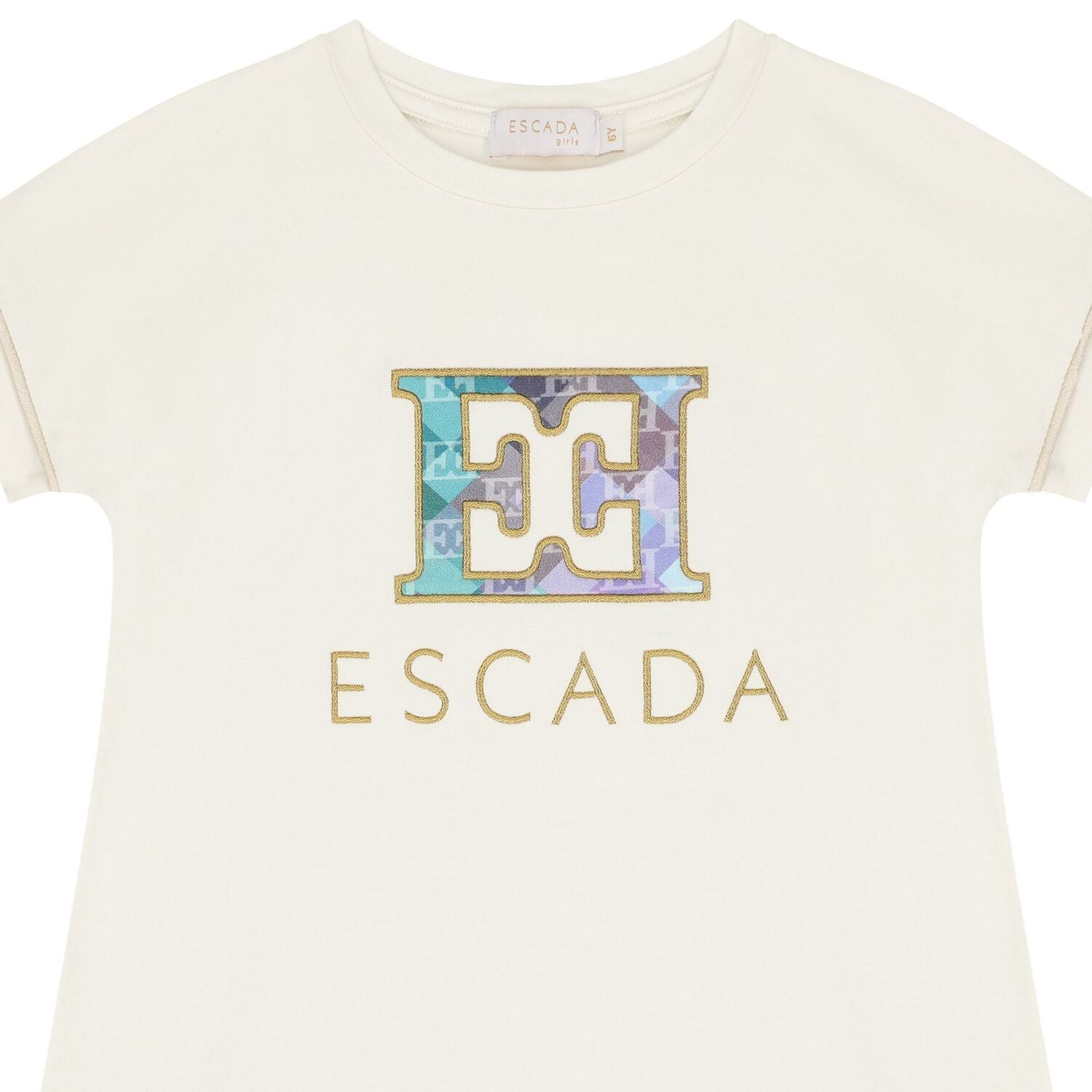 Escada Girls Ivory Logo Dress
