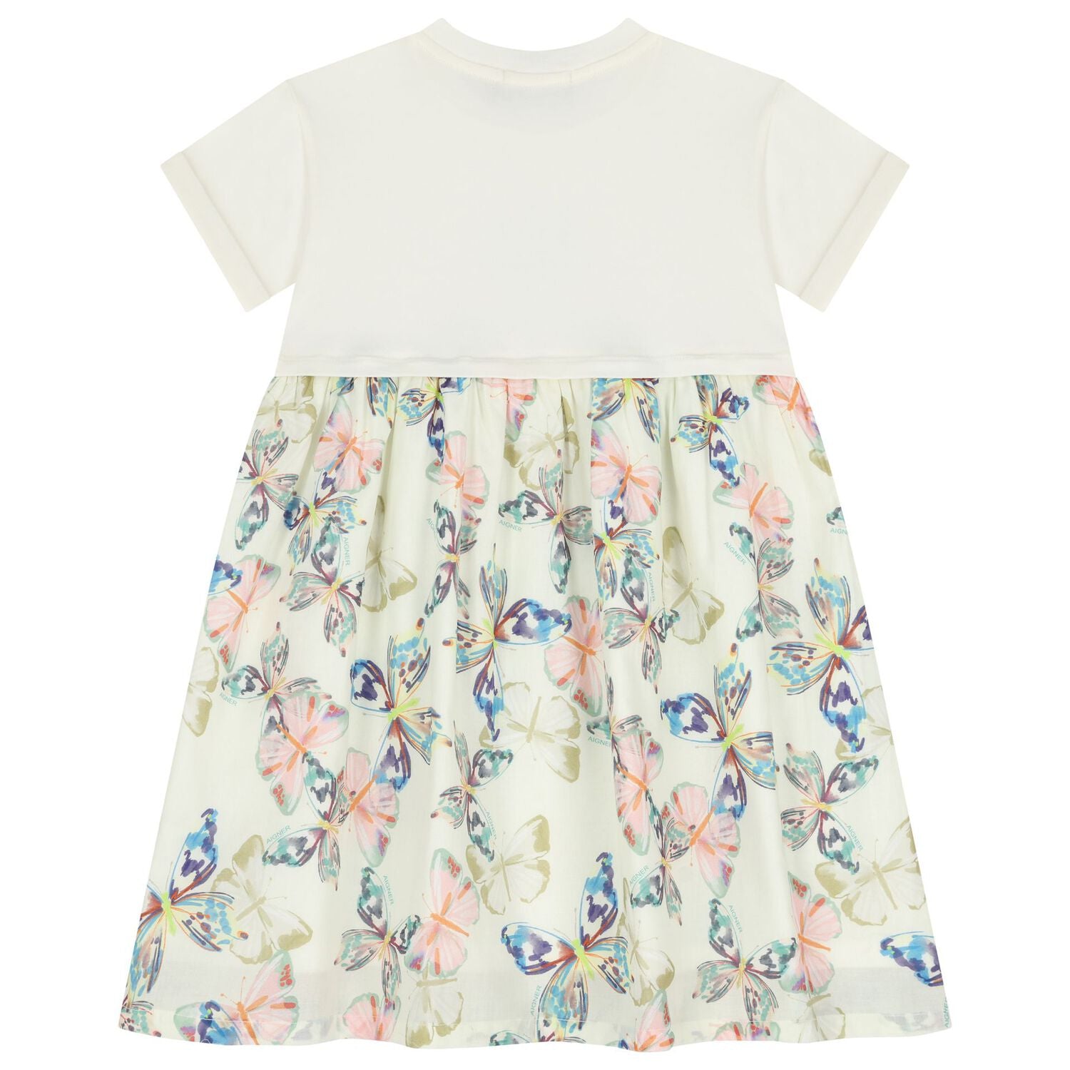 Aigner Girls Ivory Butterflies Logo Dress