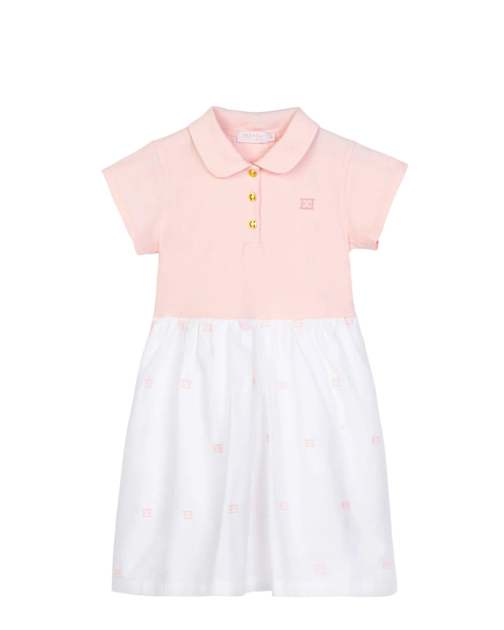 Escada Pink/White Button Collared Dress