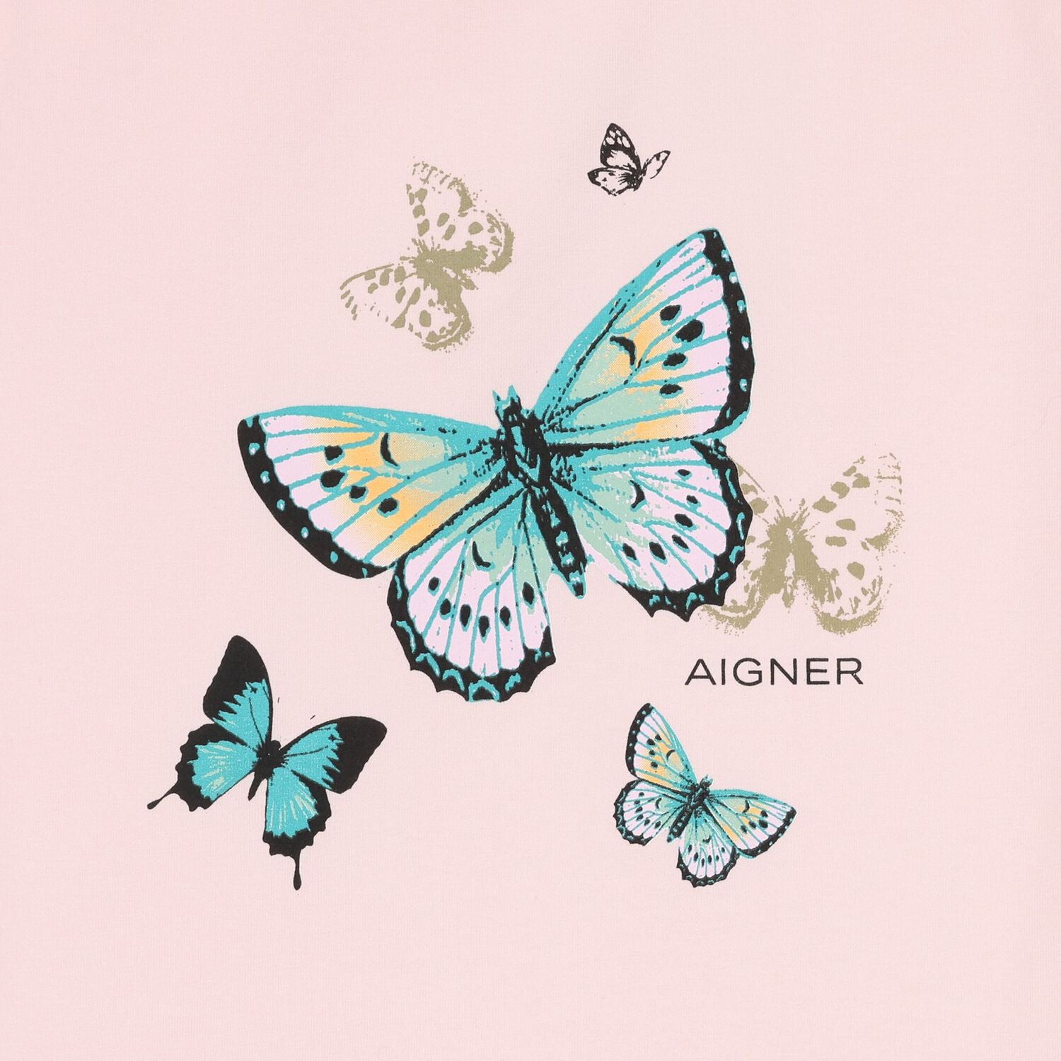 Aigner Girls Pink Butterflies Logo T-Shirt