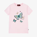 Aigner Girls Pink Butterflies Logo T-Shirt
