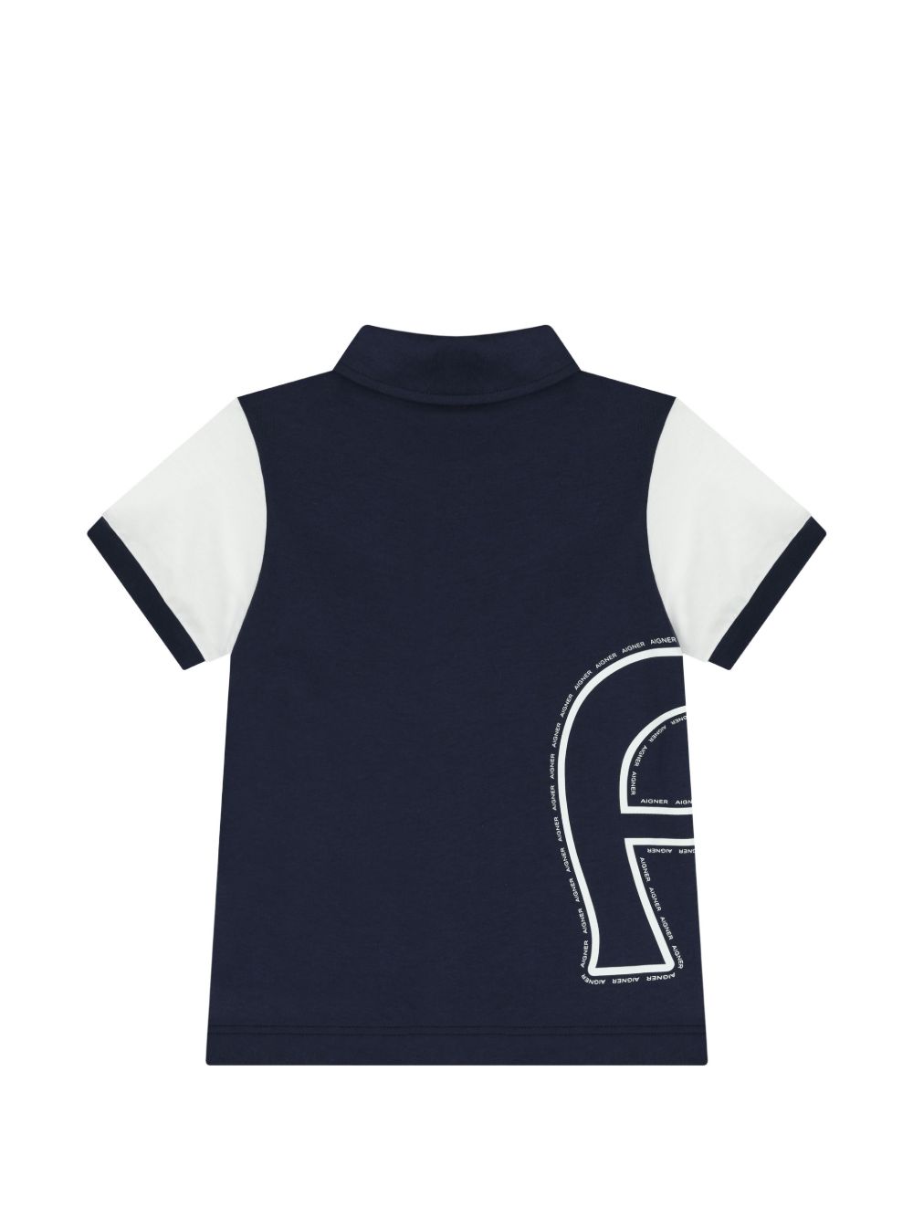Ainger Boys Navy Blue & White Polo Shirt with Zip Fastening
