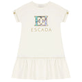 Escada Girls Ivory Logo Dress