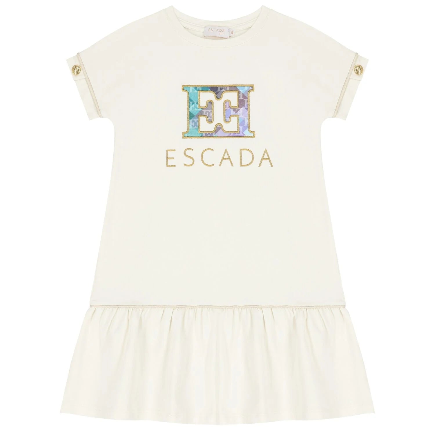 Escada Girls Ivory Logo Dress