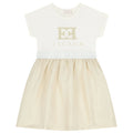 Escada Girls Ivory & Gold Logo Dress