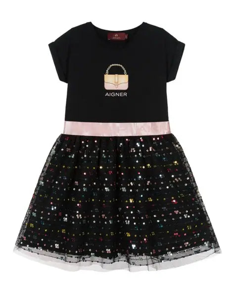 Aigner Girls Cotton And Tulle Dress