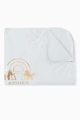 Aigner Blanket with a glossy logo print in cotton