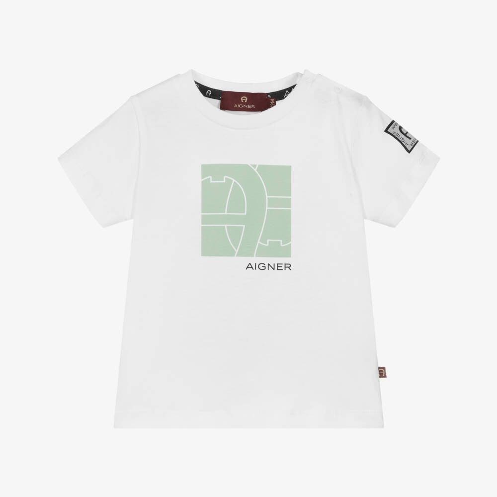 Aigner Baby Boy white with light green print