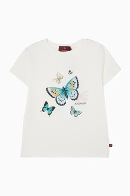 Aigner Butterfly-print T-shirt in Cotton