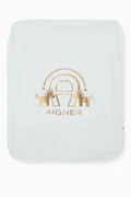 Aigner Blanket with a glossy logo print in cotton