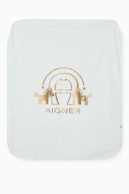 Aigner Blanket with a glossy logo print in cotton